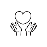 ハートと手のイラスト